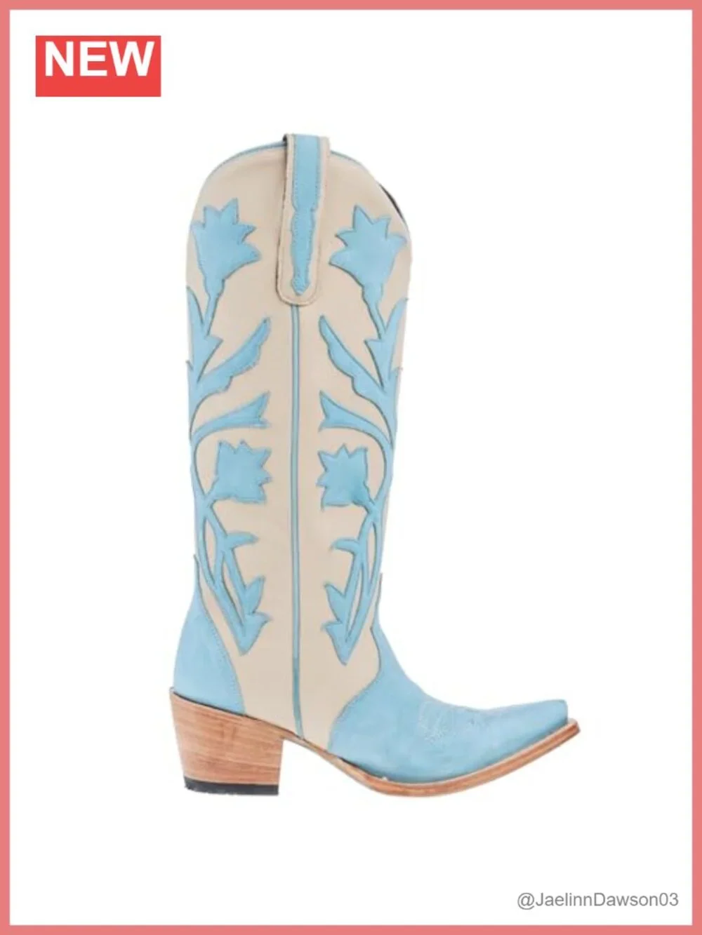 Lane Women's Leather Tooled Inlay Snip Toe Western Cowboy Boots Mid Calf